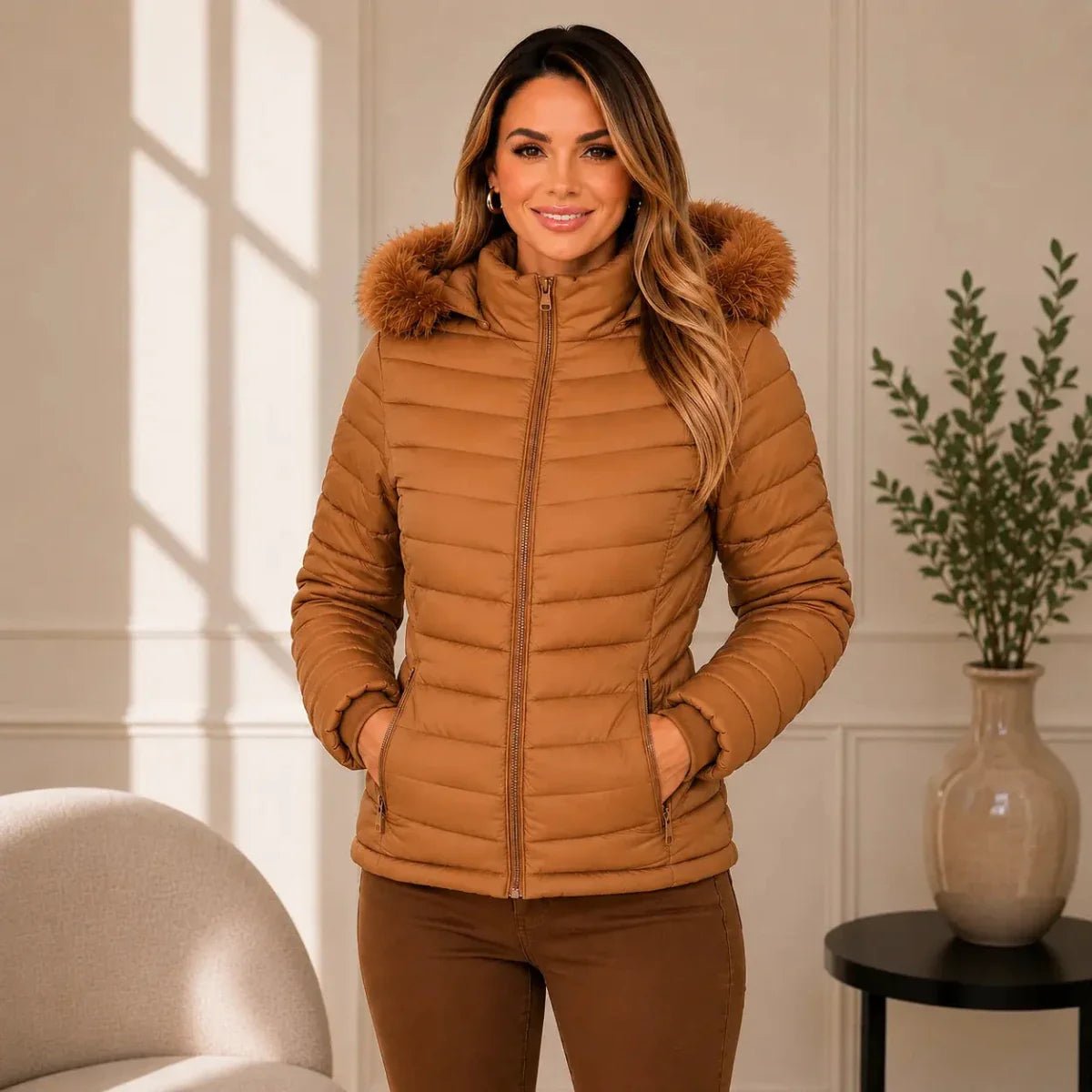 Jaqueta Puffer Peluciada Feminina | Promoção de Inverno - Tricote Modas