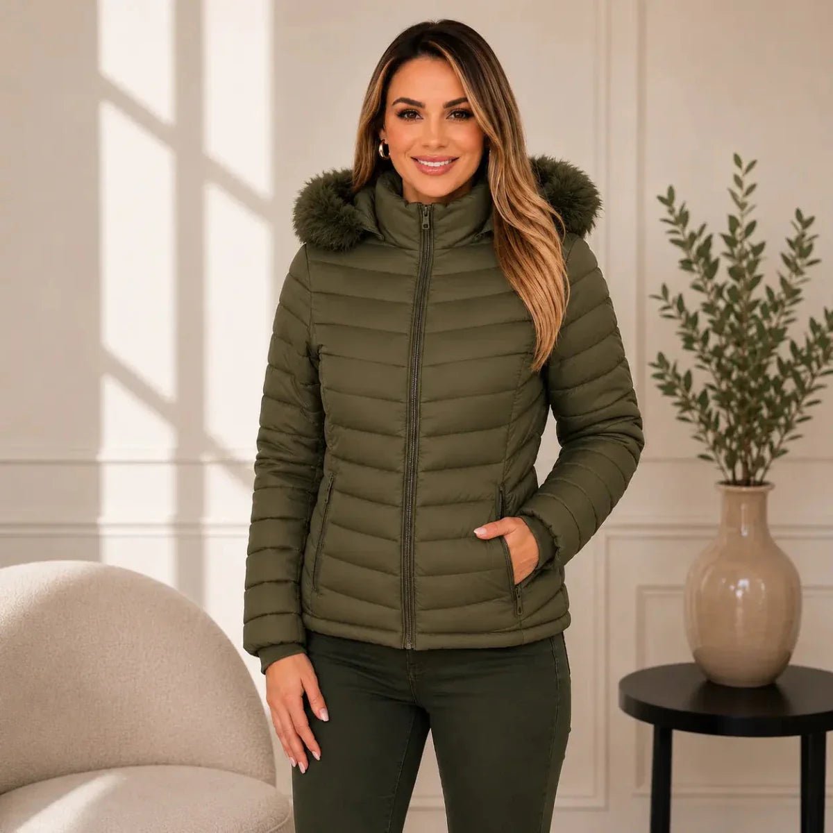 Jaqueta Puffer Peluciada Feminina | Promoção de Inverno - Tricote Modas
