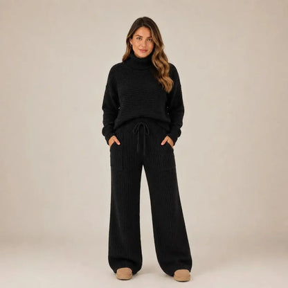 (KIT COM 2) Conjunto Tatiana de Tricot Mousse (Blusa Gola Alta + Calça)