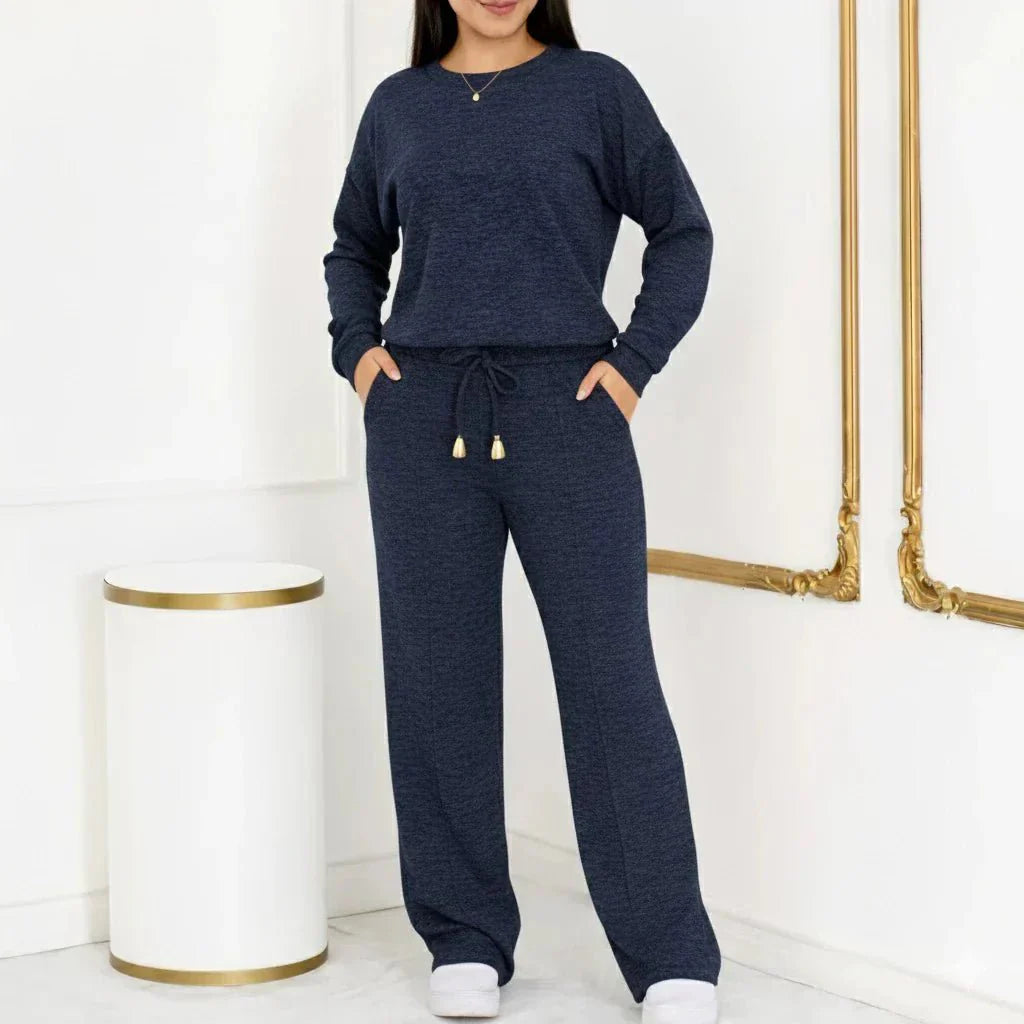 Conjunto Feminino Longo em Tricot (Blusa + Calça) | PROMOÇÃO DE INVERNO