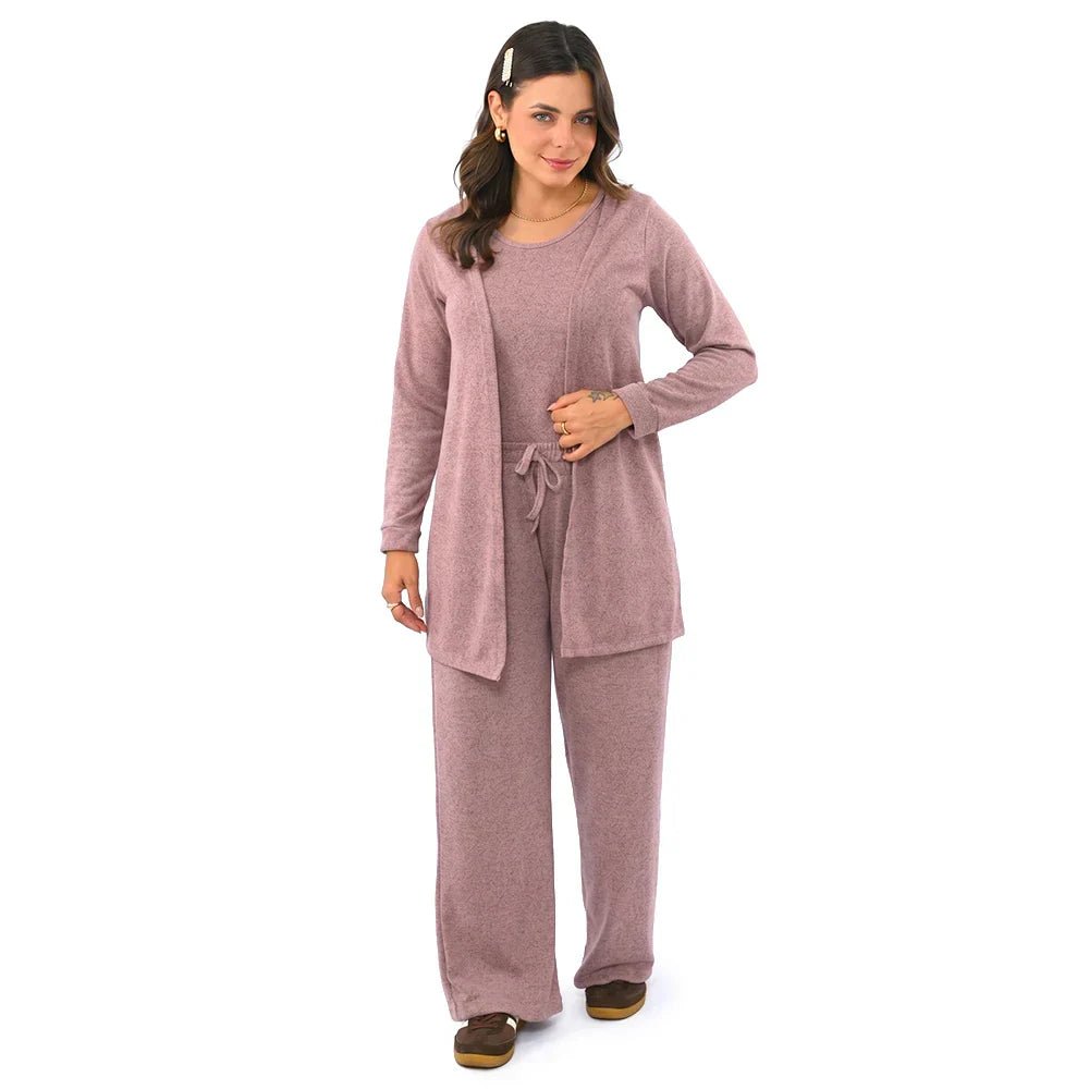Kit 3 Peças Lanzinha • Pantalona + Blusa + Quimono - Tricote Modas
