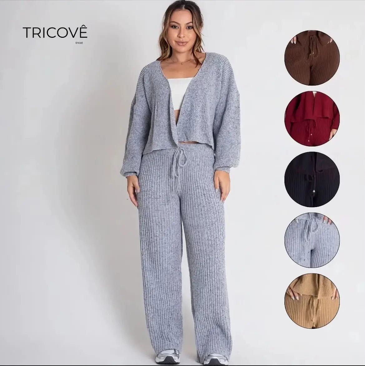 (KIT COM 2) Conjuntinho Julie Trico Premium (Blusa + Calça) | OFERTA DE OUTONO/INVERNO - Tricote Modas
