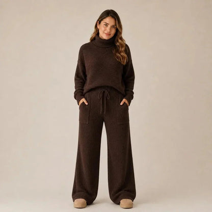 (KIT COM 2) Conjunto Tatiana de Tricot Mousse (Blusa Gola Alta + Calça)