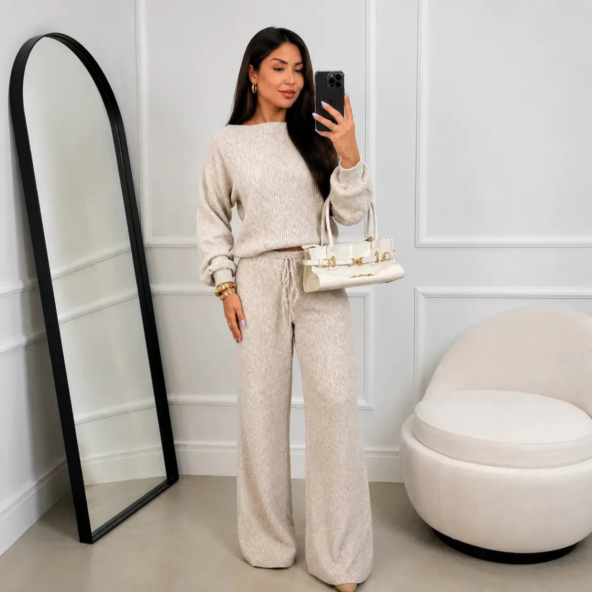 Kit com 3 Conjunto Canelado em Tricot Paty [LIQUIDAÇÃO DE INVERNO] - Tricote Modas