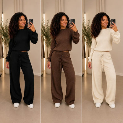 Kit com 3 Conjunto Canelado em Tricot Paty [LIQUIDAÇÃO DE INVERNO] - Tricote Modas