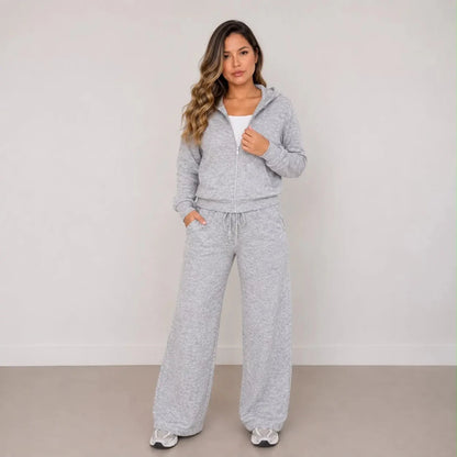 (Kit com 3) Conjunto Feminino em Malha Ribana com Capuz [LIQUIDAÇÃO DE INVERNO] - Tricote Modas