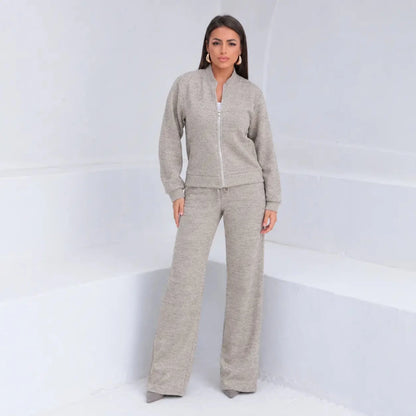 Kit com 3 Conjuntos Feminino em Malha Ribana com Zíper - [OFERTA DE INVERNO] - Tricote Modas