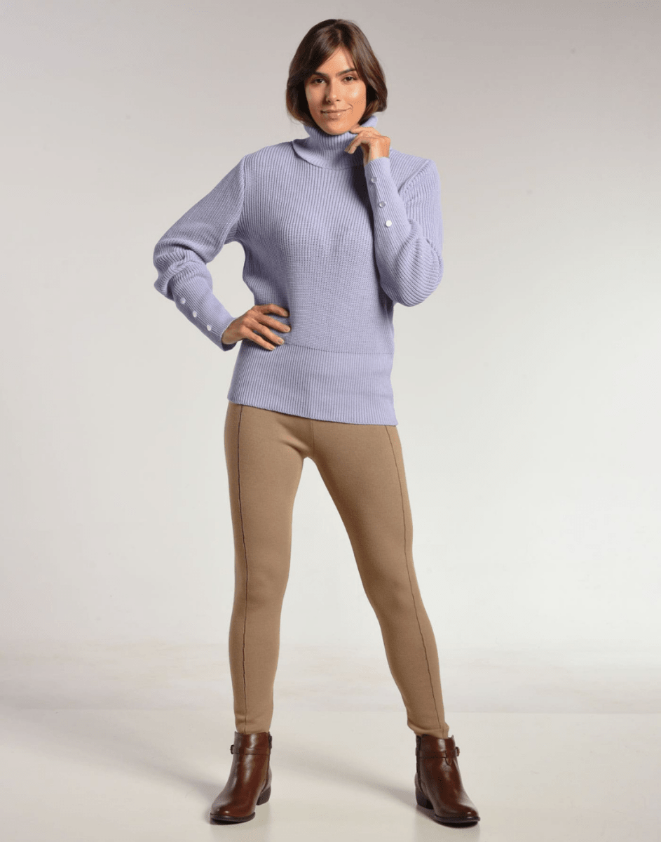 Legging Tricot Invernada Stripe Bege Bruma - Tricote Modas
