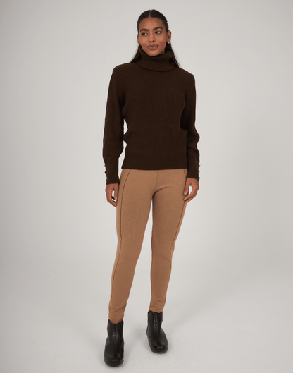 Legging Tricot Invernada Stripe Bege Bruma - Tricote Modas