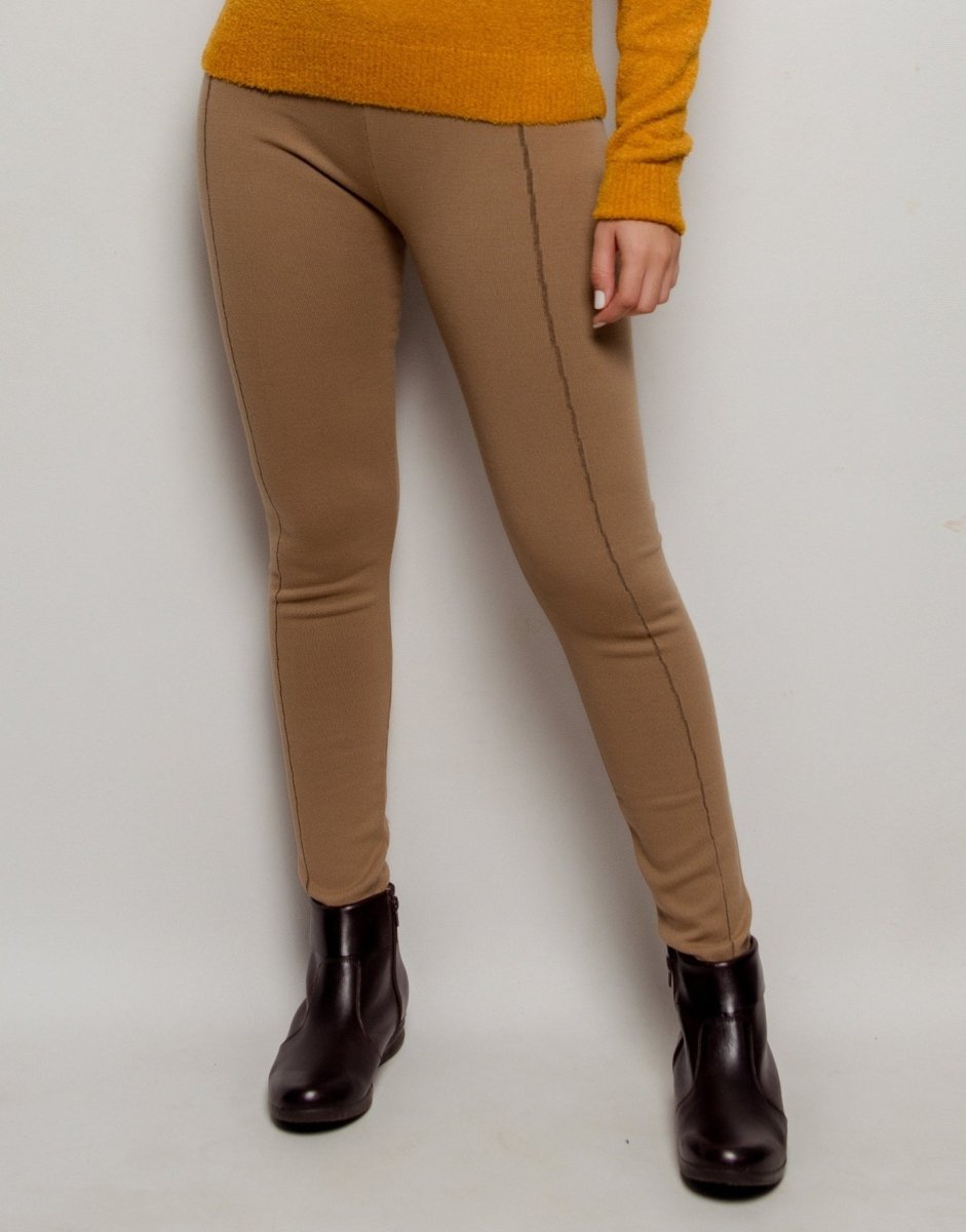 Legging Tricot Invernada Stripe Bege Bruma - Tricote Modas