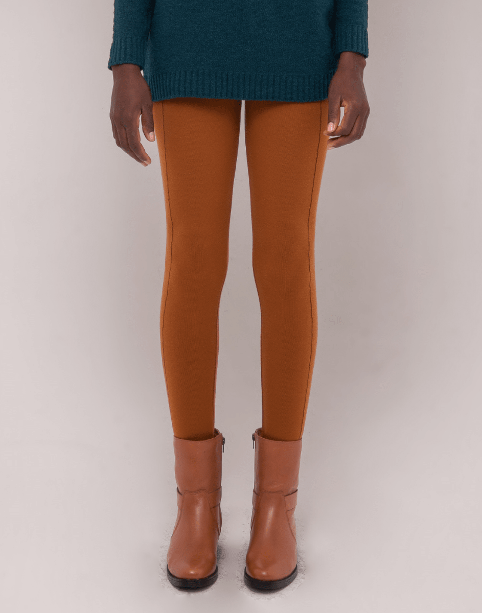 Legging Tricot Invernada Stripe Caramelo Outonal - Tricote Modas