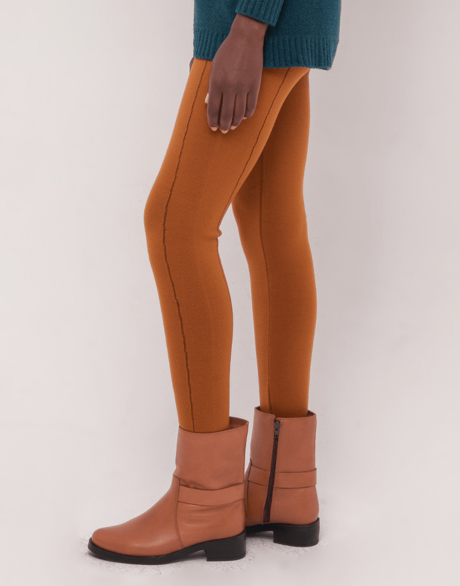 Legging Tricot Invernada Stripe Caramelo Outonal - Tricote Modas