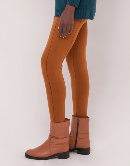 Legging Tricot Invernada Stripe Caramelo Outonal - Tricote Modas