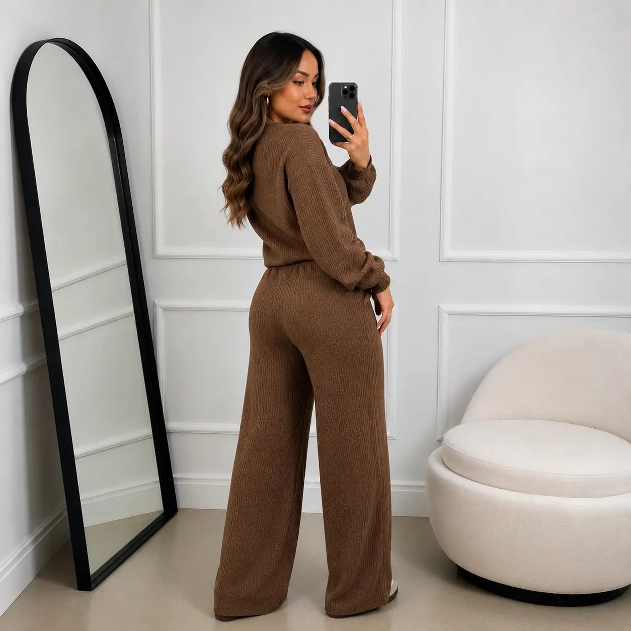 (Kit com 3) Conjunto Canelado em Tricot Paty [LIQUIDAÇÃO DE INVERNO)