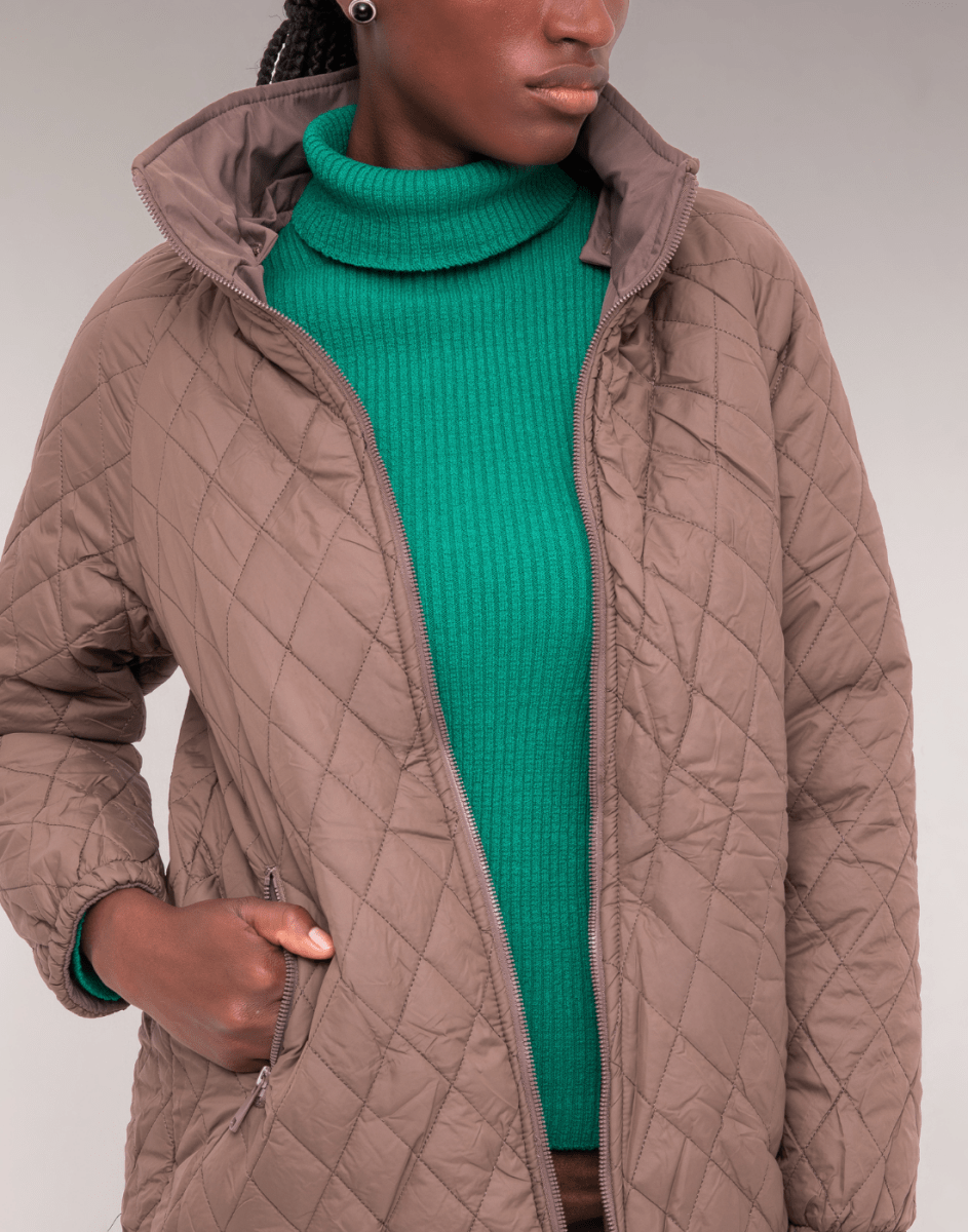 Parka Dupla Face Matelassê Grant Marrom - Tricote Modas