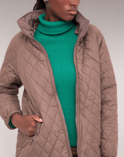 Parka Dupla Face Matelassê Grant Marrom - Tricote Modas