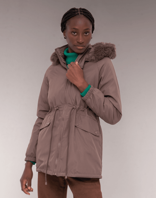 Parka Dupla Face Matelassê Grant Marrom - Tricote Modas