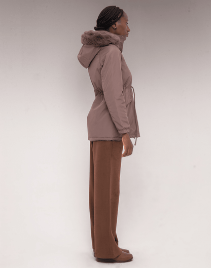 Parka Dupla Face Matelassê Grant Marrom - Tricote Modas