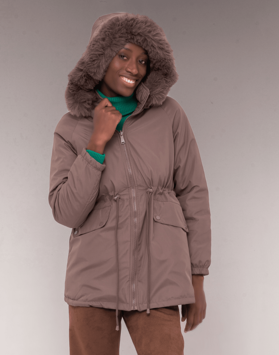 Parka Dupla Face Matelassê Grant Marrom - Tricote Modas