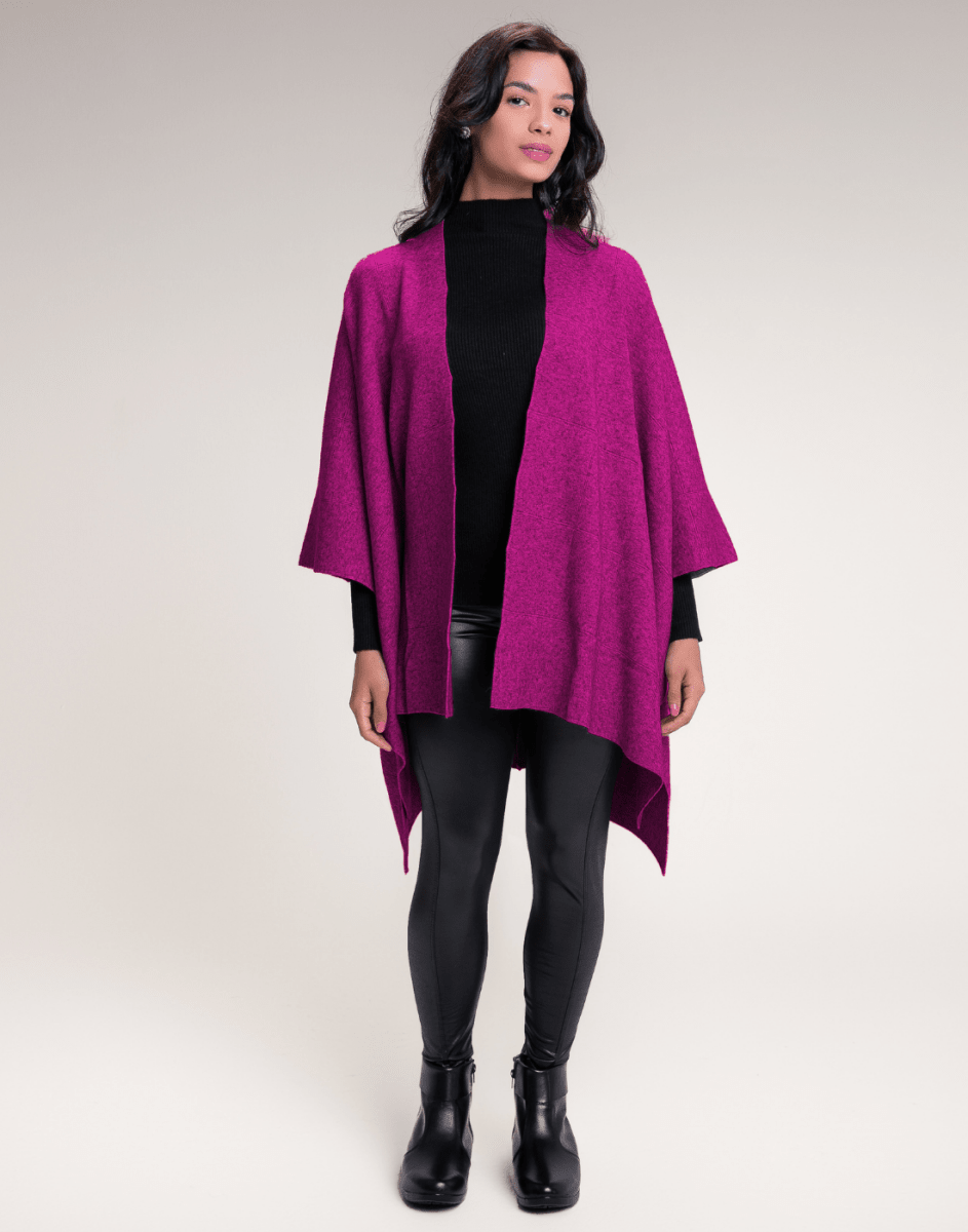Poncho Strim Rosa U - Tricote Modas