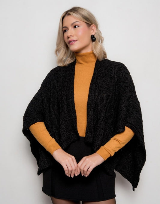 Poncho Voyageur Preto - Tricote Modas