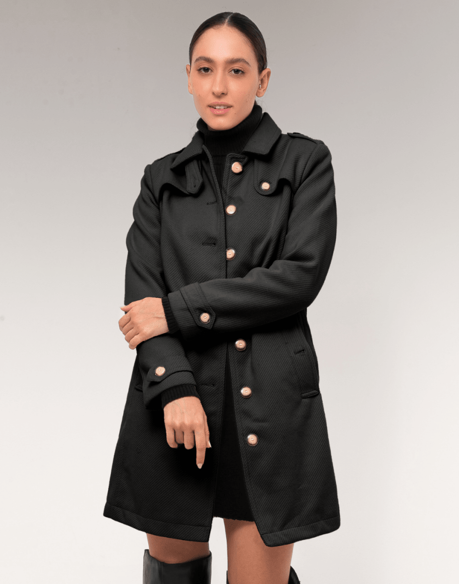 Sobretudo Liéster Napi Preto - Tricote Modas