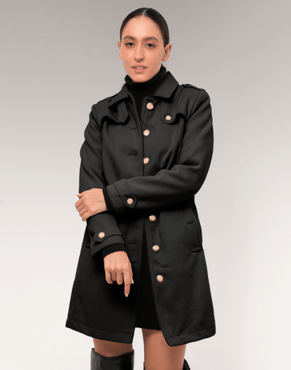 Sobretudo Liéster Napi Preto - Tricote Modas